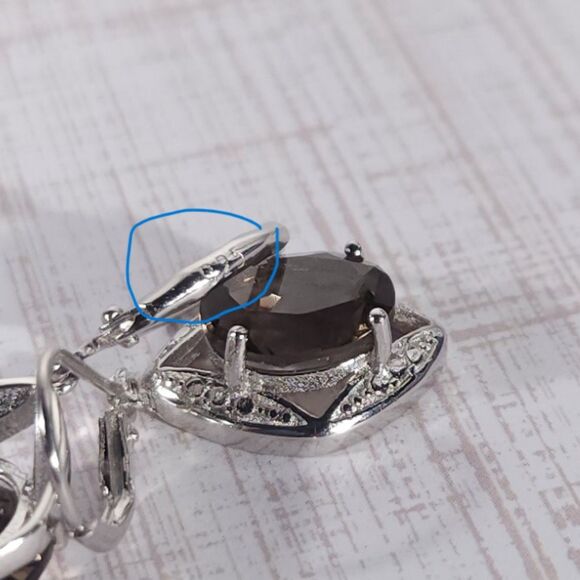 Smoky Topaz Dangle Earrings in Sterling Silver - Picture 10 of 11